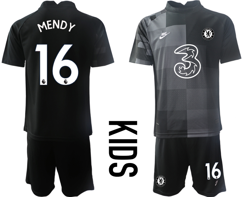 Youth 2021-2022 Club Chelsea black goalkeeper #16 Soccer Jersey->youth soccer jersey->Youth Jersey